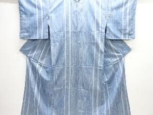 縞に花唐草模様織り出しお召着物